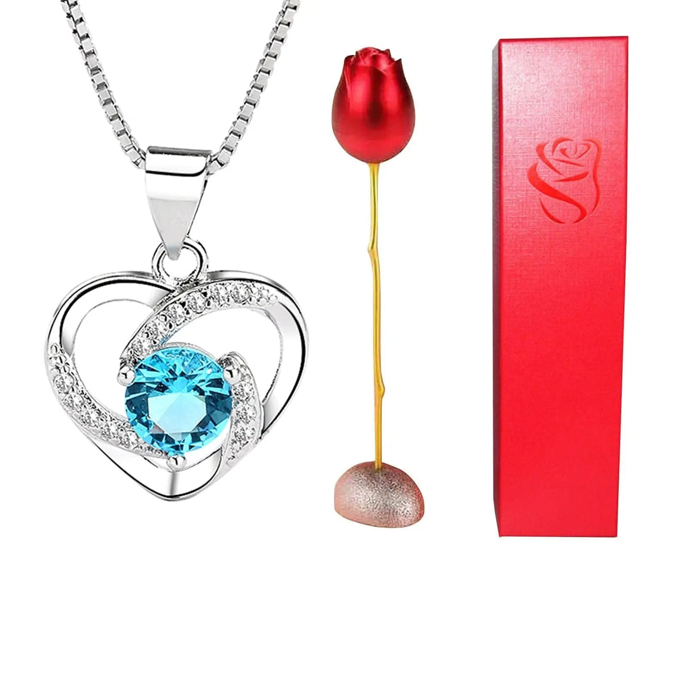 BROOCHITON Necklaces style D heart-shaped crystal diamond pendant necklace