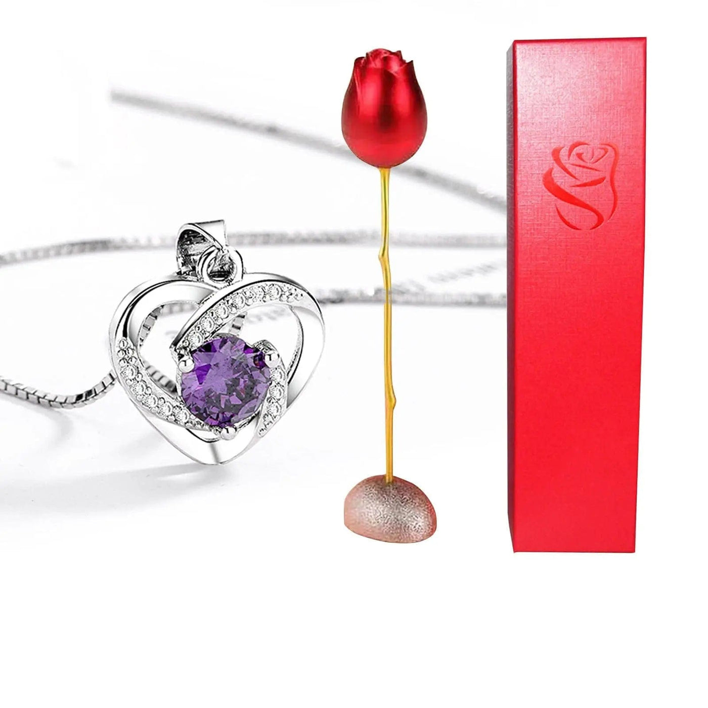BROOCHITON Necklaces E Heart Shaped Blue Purple Crystal Pendant