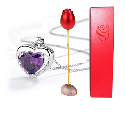BROOCHITON Necklaces style F heart-shaped crystal diamond pendant necklace