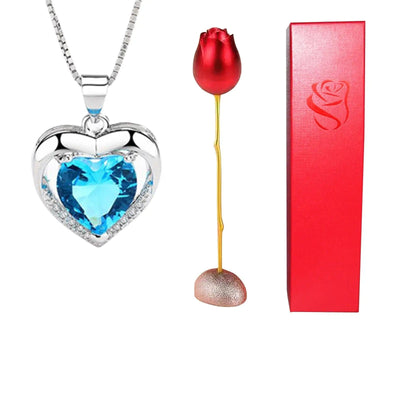 BROOCHITON Necklaces style G heart-shaped crystal diamond pendant necklace