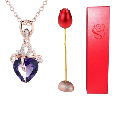 BROOCHITON Necklaces style I heart-shaped crystal diamond pendant necklace