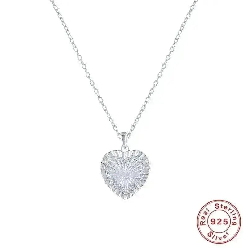 BROOCHITON Necklaces Platinum Heart Shaped Clavicle Silver Necklace
