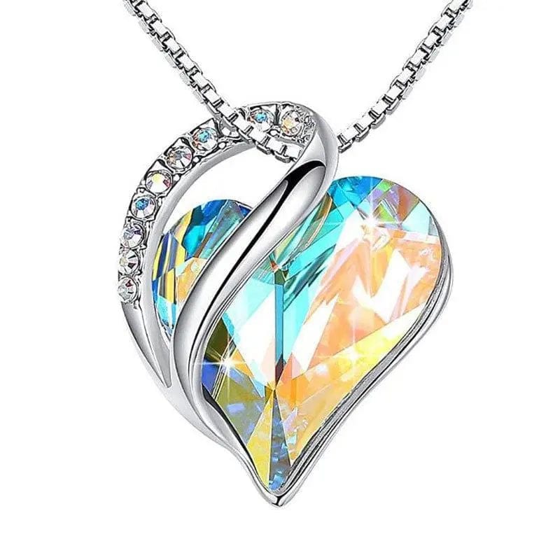BROOCHITON  Necklaces Light blue Heart Shaped Geometric Necklace