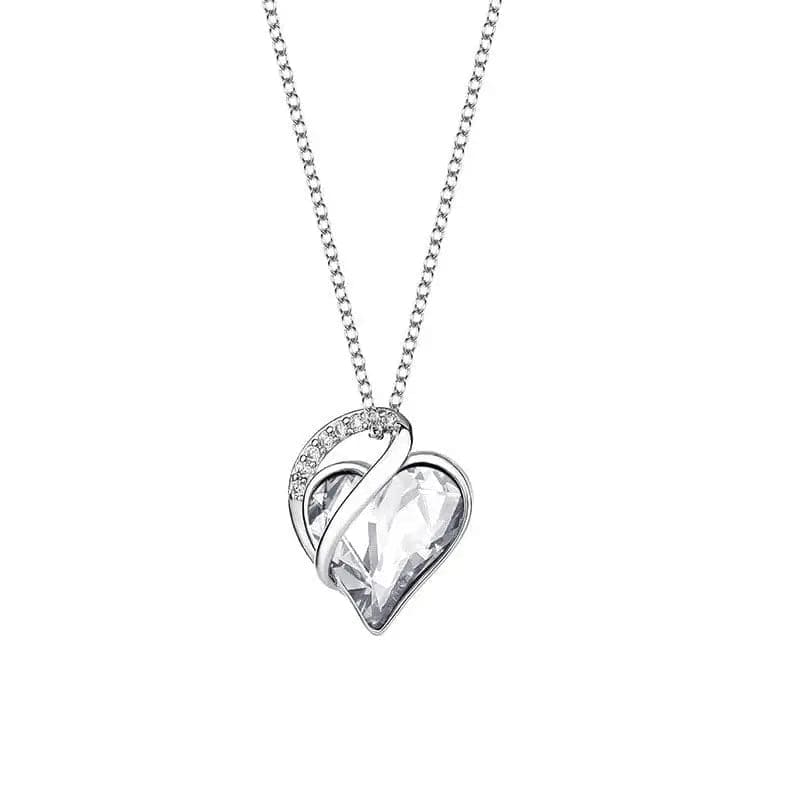 BROOCHITON  Necklaces White Heart Shaped Geometric Necklace