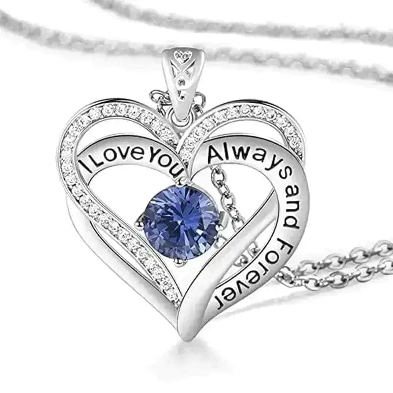 BROOCHITON Necklaces December I Love You Always And Forever Crystal Heart Birthstone Necklaces