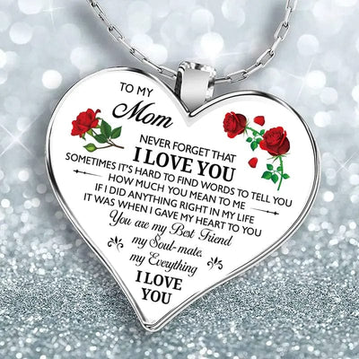 BROOCHITON jewelry 1 Love Heart 'To My Mom' mother's day necklace