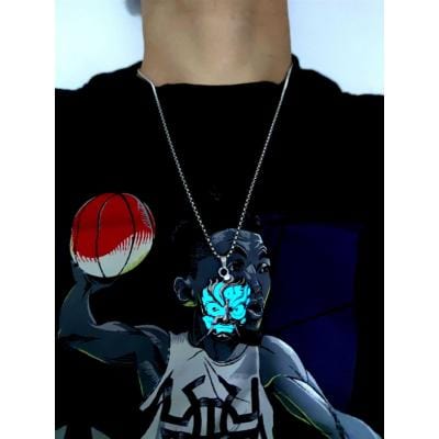 BROOCHITON Necklaces Steel blue green light 🌙 Men's Luminous Ghost Pendant Necklace 🌙