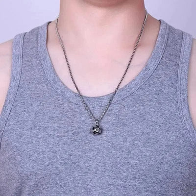 a man wearing on his neck World Cup Football Necklace