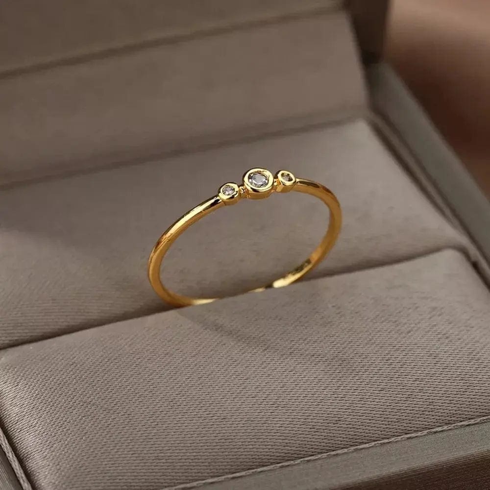 BROOCHITON Rings Gold Minimal Zircon ring for women