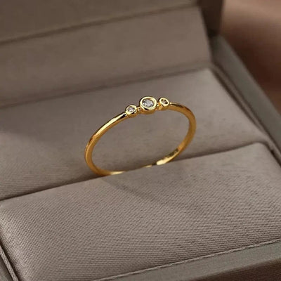 BROOCHITON Rings Gold Minimal Zircon ring for women