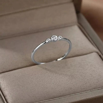 BROOCHITON Rings Silver Minimal Zircon ring for women