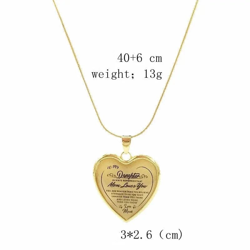To My Daughter Love Mom Heart Necklace dimensions
