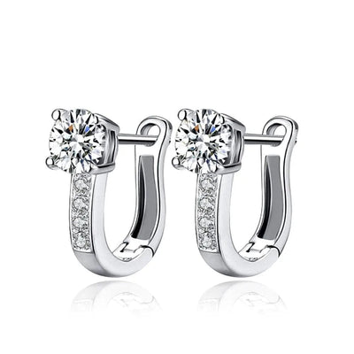u shaped Platinum plating Moss Diamond Earrings studs 