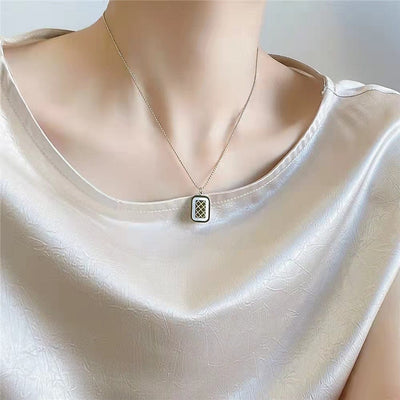 white black and gold Mother-of-Pearl Square Plaque Pendant