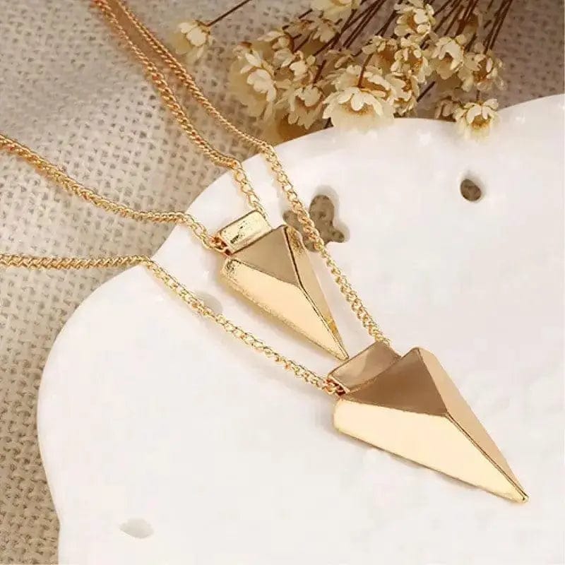 multilayer triangle sweater chain clavicle necklace close up