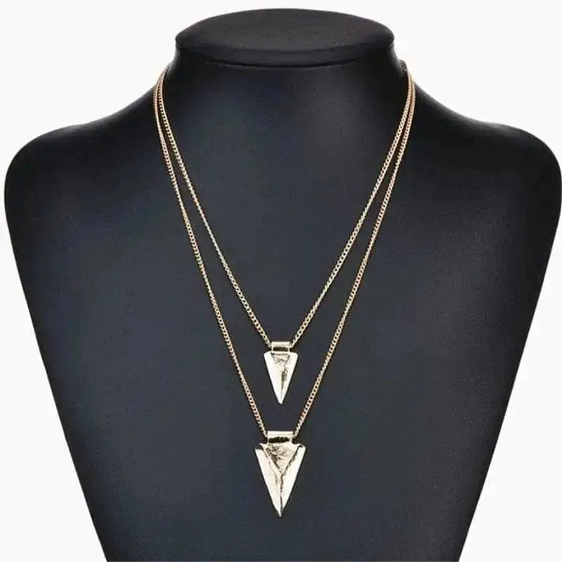 BROOCHITON Necklaces Gold multilayer triangle sweater chain clavicle necklace on a mankan neck