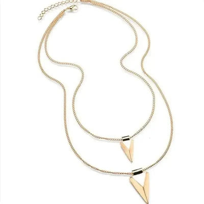 BROOCHITON Necklaces Gold multilayer triangle sweater chain clavicle necklace on a white background