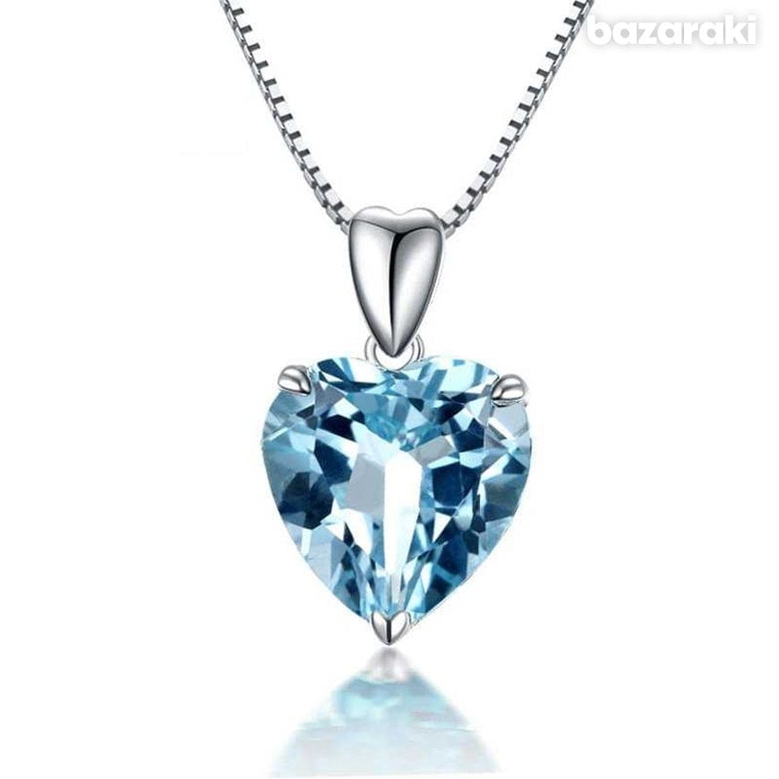BROOCHITON jewelry Pendant necklace Topaz Pendant Ocean Heart Carat Necklace