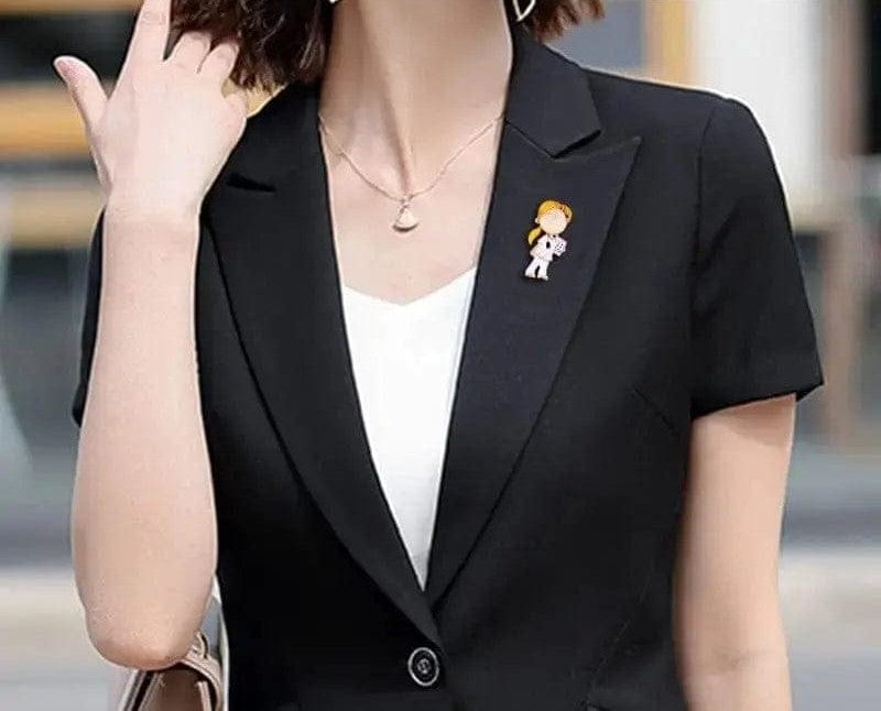 BROOCHITON Brooches a woman wearing a girl Nurses opal enamel brooch pin on a black dress