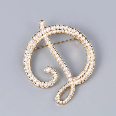 BROOCHITON Brooches Letter D Pearl English letter brooch Pin