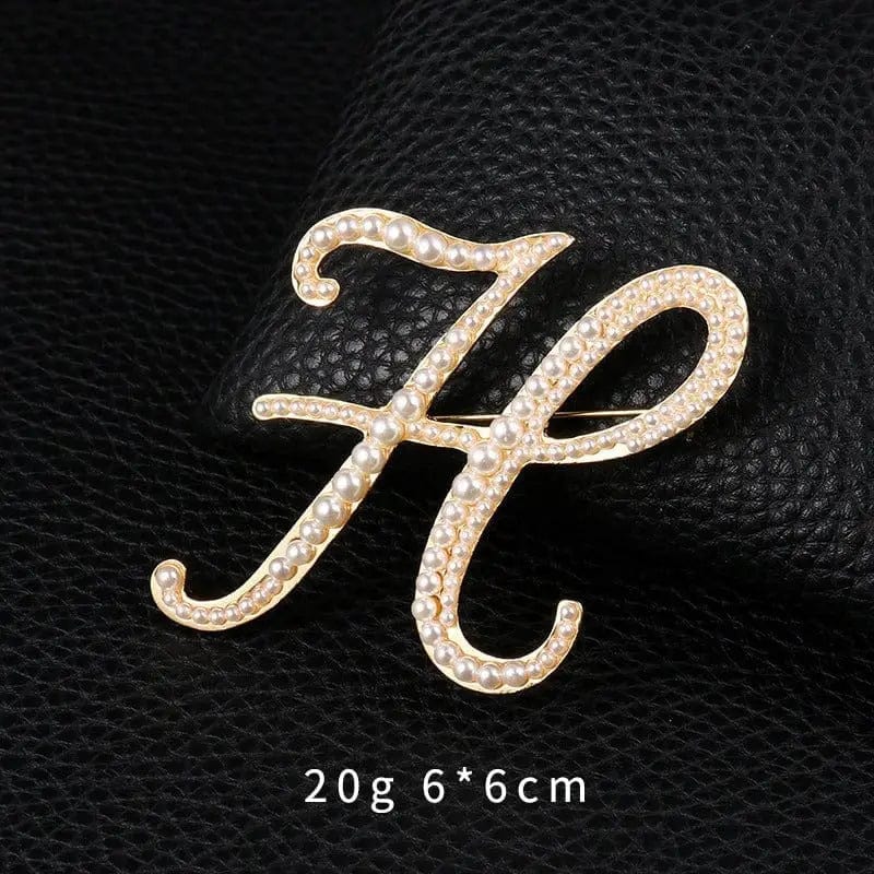 BROOCHITON Brooches Letter H Pearl English letter brooch Pin