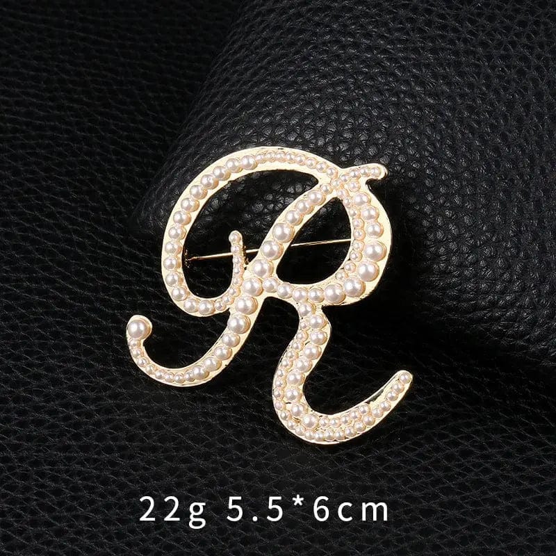 BROOCHITON Brooches Letter R Pearl English letter brooch Pin