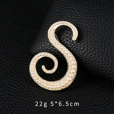 BROOCHITON Brooches S Pearl English letter brooch Pin