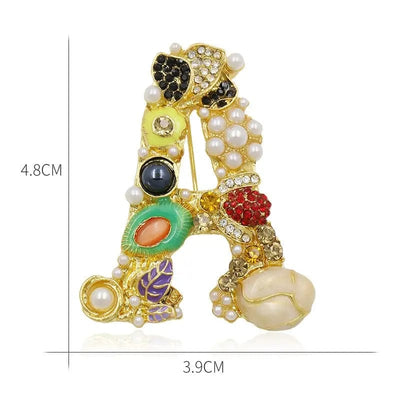 BROOCHITON Brooches The letter A Pearl English letter brooch Pin