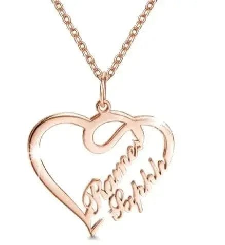 BROOCHITON Necklaces Rose Gold Personalized Heart-shaped Letter Necklace on a white background