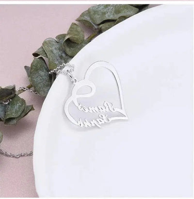 BROOCHITON Necklaces Silver Personalized Heart-shaped Letter Necklace