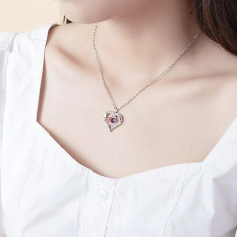 a woman wearing Customized couple name necklace