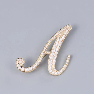 BROOCHITON Brooches Letter A Pearl English letter brooch Pin