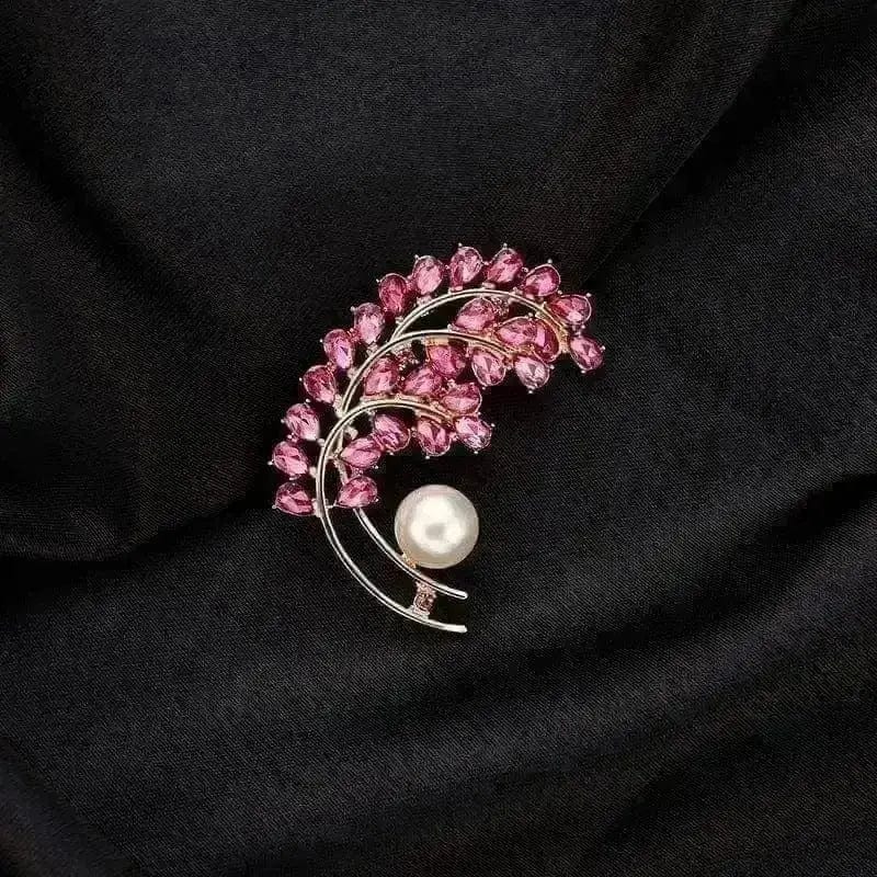 BROOCHITON  Brooches pink Pink Floral Pearl Brooches Inlaid