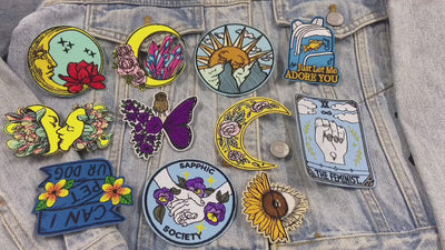 video of a Collection of colorful sun and moon-themed stickers on a white background