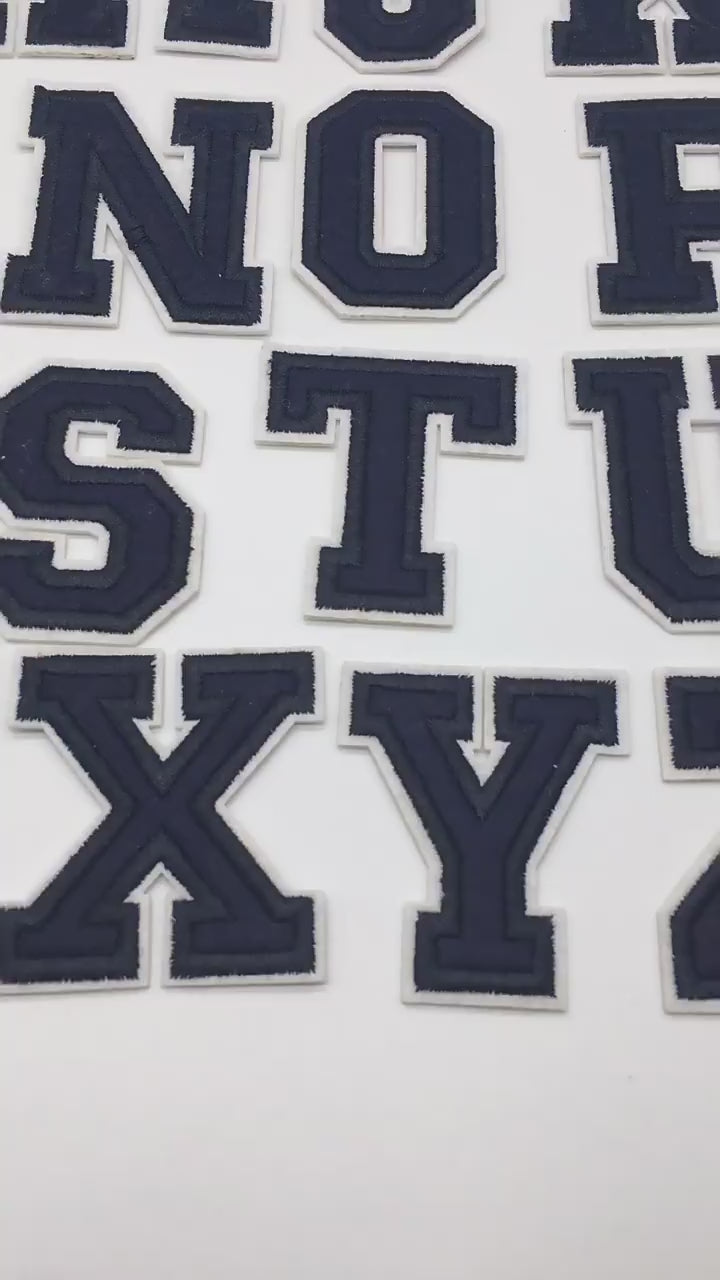 Navy Blue Letters Embroidery Patches Applique Diy Alphabet Iron on Patches For Clothing Sewing Name Patches on Clothes Bags