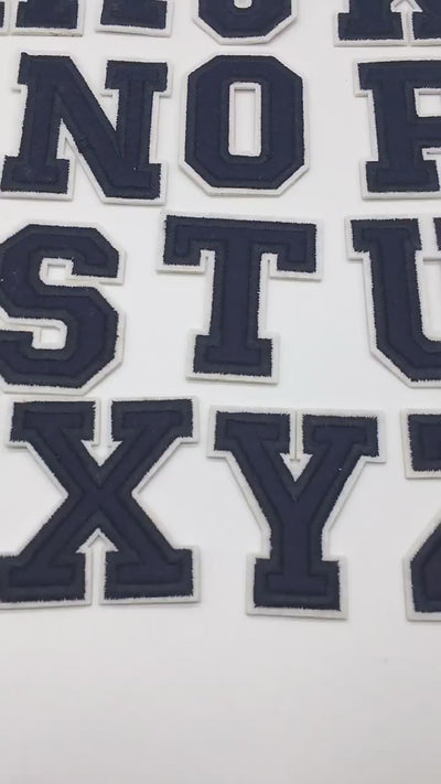 Navy Blue Letters Embroidery Patches Applique Diy Alphabet Iron on Patches For Clothing Sewing Name Patches on Clothes Bags
