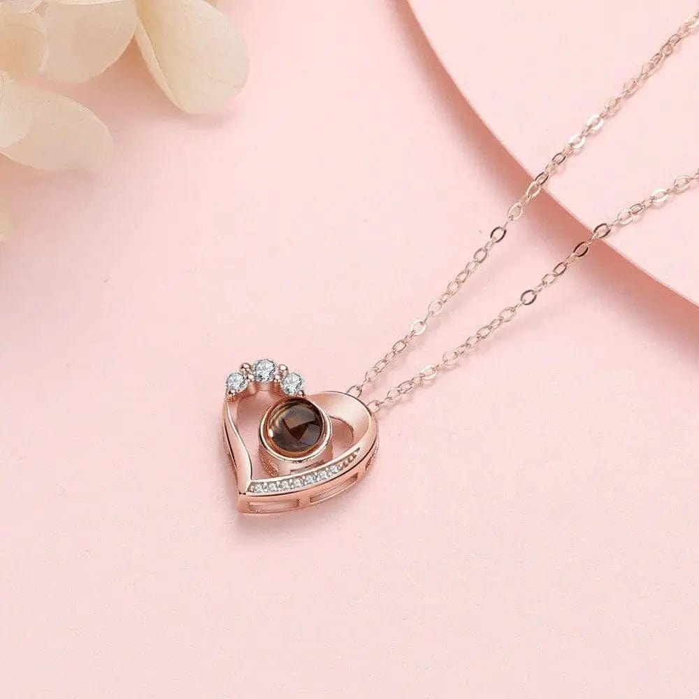 BROOCHITON Necklaces Projection Heart-shape Silver Necklace