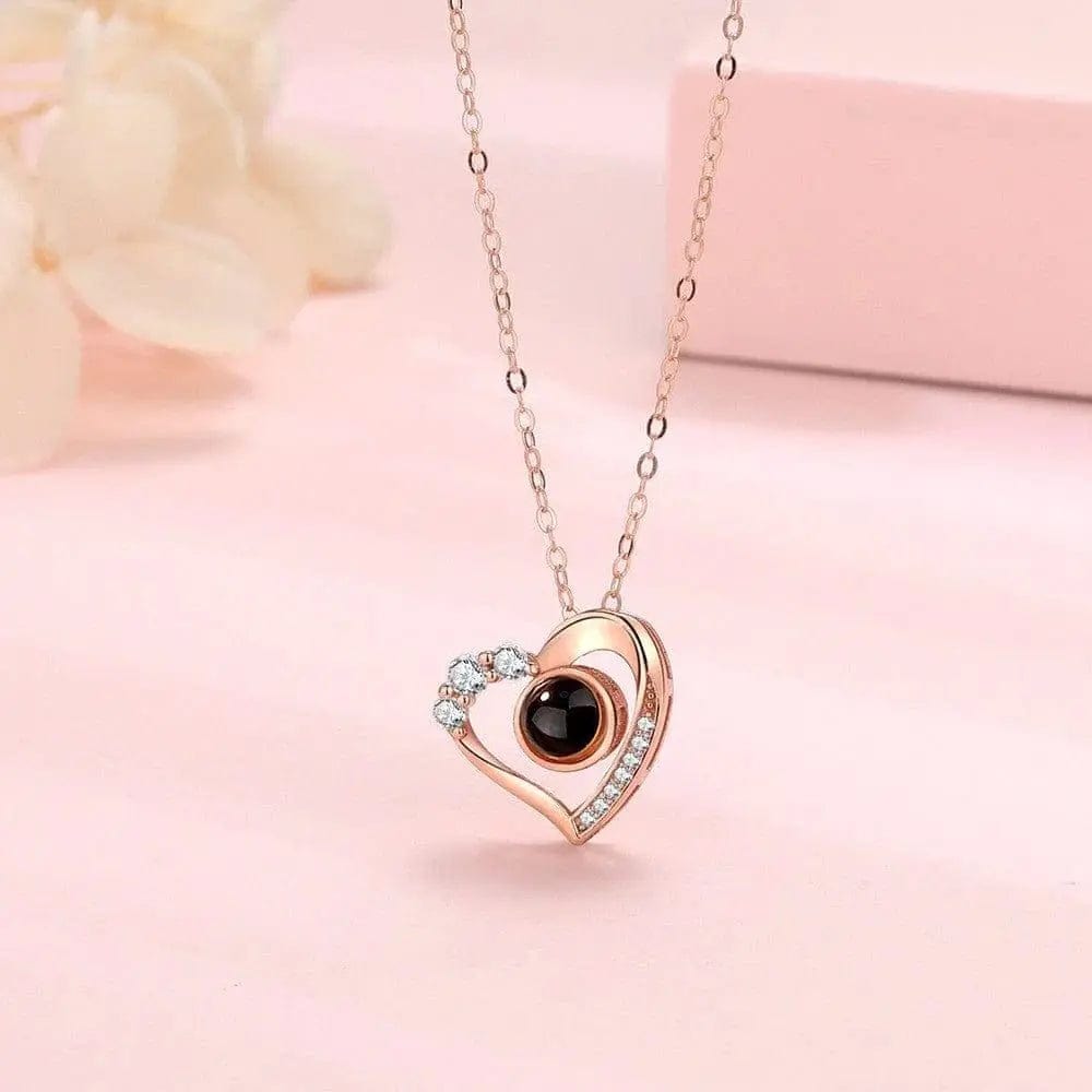 BROOCHITON Necklaces Rose gold Projection Heart-shape Silver Necklace