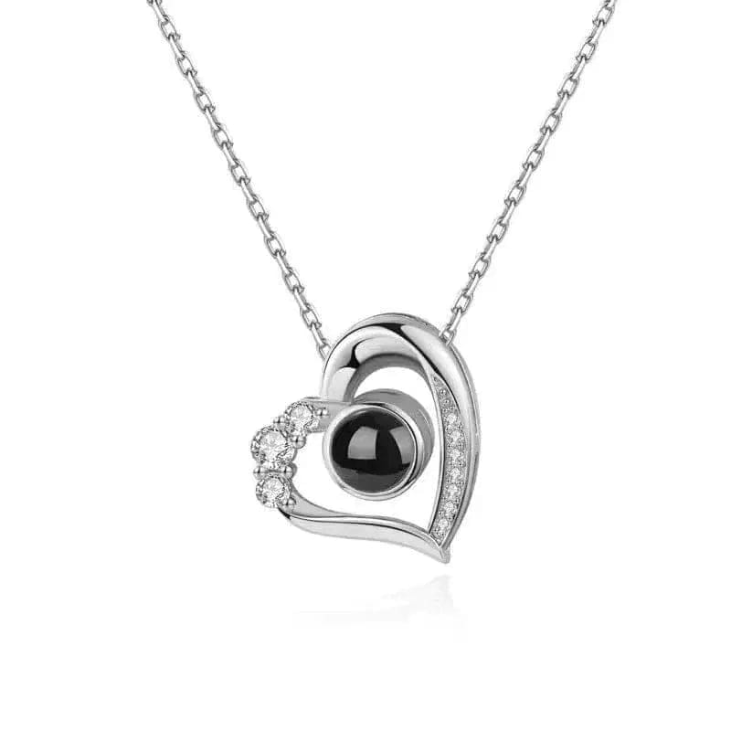 BROOCHITON Necklaces White Projection Heart-shape Silver Necklace