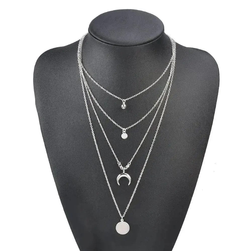 🌙 Retro Ethnic Moon Horn Disc Multilayer Necklace: A Symphony of Style 🌙