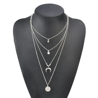 🌙 Retro Ethnic Moon Horn Disc Multilayer Necklace: A Symphony of Style 🌙