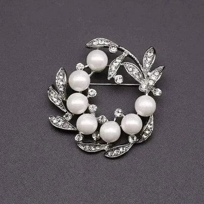 BROOCHITON Brooches White korean style rhinestone pearl brooch