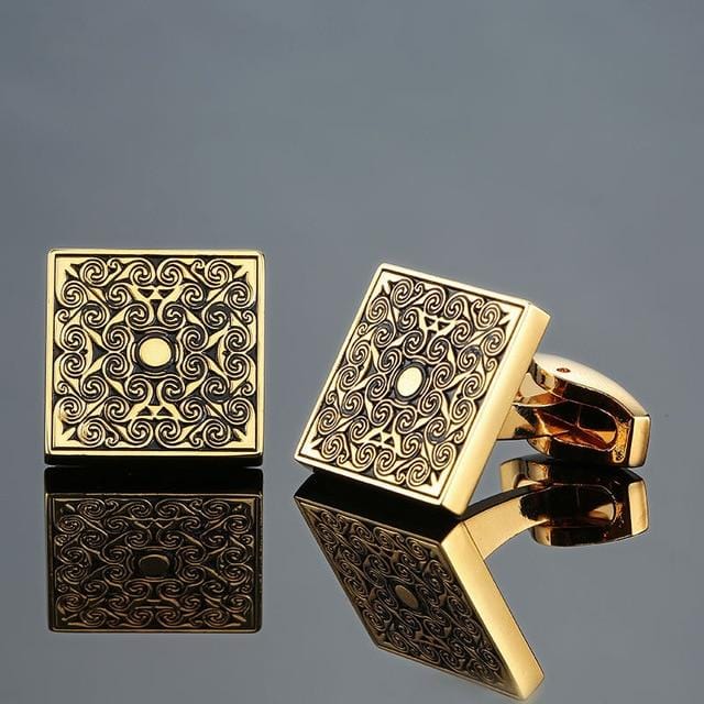 BROOCHITON Cufflinks Gold Rose flower cufflinks