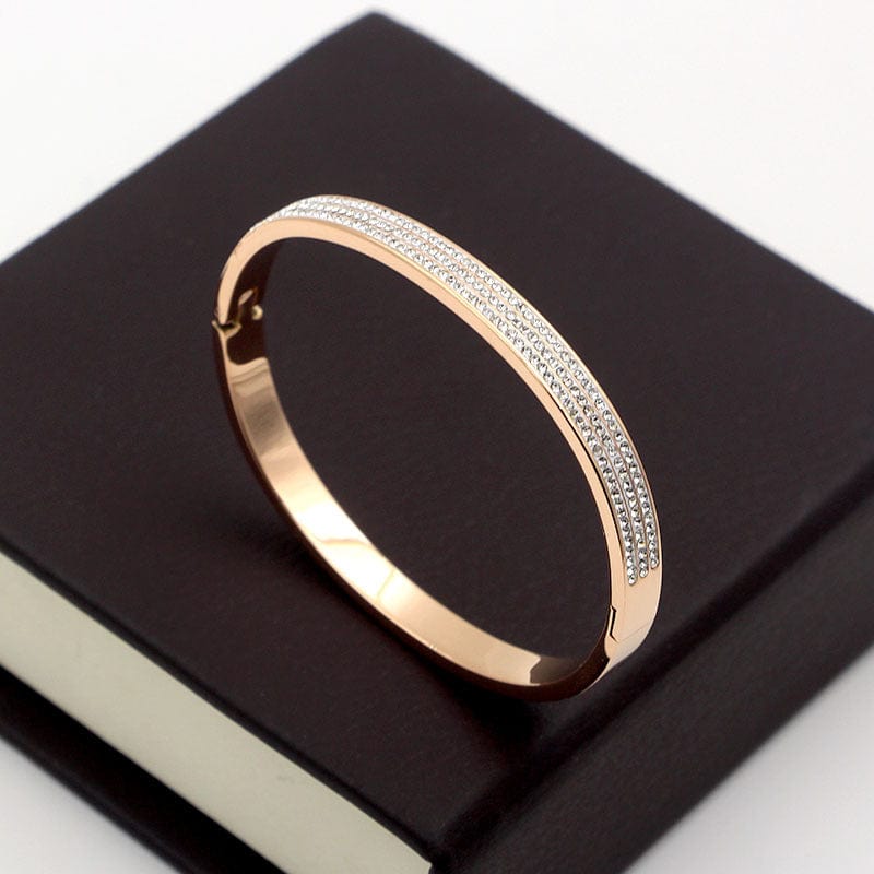 BROOCHITON Bracelets rose gold concealed buckle bracelet a vertical view from its left side 
