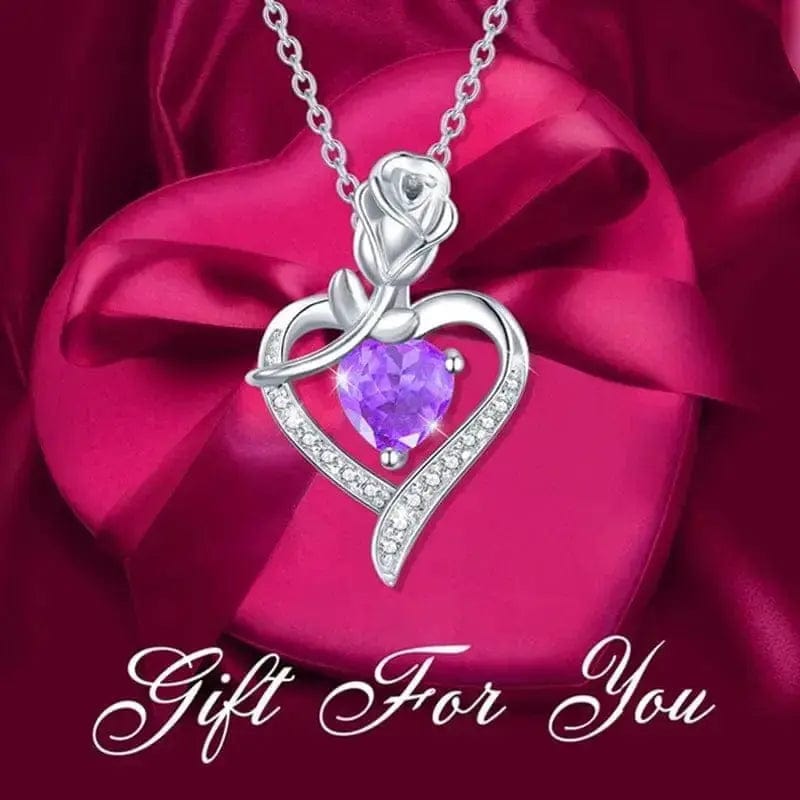 BROOCHITON Necklaces Women's Rose Heart Shape Diamond Pendant