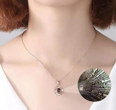 woman wearing Customized Projection Necklace Korean Style
