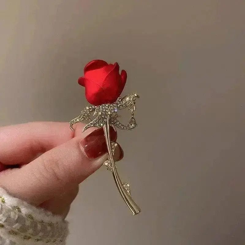 Shop 3D Red Rose Flower Brooch - A Stunning Accessory for Any Occasion
