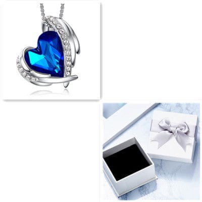 BROOCHITON Necklaces Platinum Blue box for angel heart necklace for women