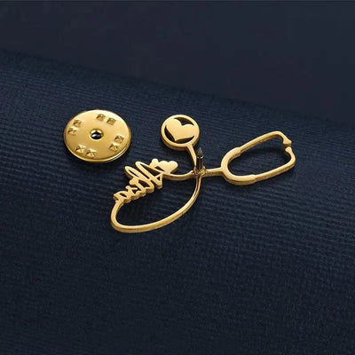 BROOCHITON Brooches Custom name Stethoscope Brooch Pin