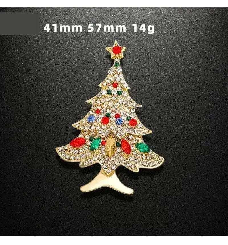 BROOCHITON Brooches YNCP3901 Snowman Tree Corsage Diamond Christmas Brooch